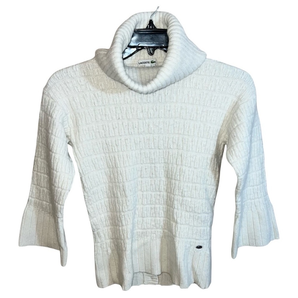 Lacoste Sweater Women’s Size 38 Beige Turtle Neck Long Sleeve 6/Small